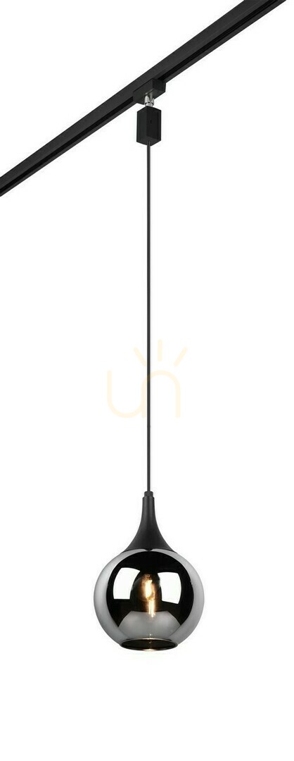 Trio DUOline 73700132 Schienen-Pendelleuchte E14, schwarz mit Chromglas