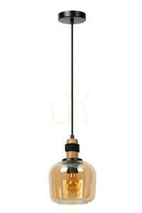 Lucide ILONA Pendelleuchte mit bernsteinfarbenem Glas, Schwarz, Ø18 cm, E27 45408/18/62 small 1