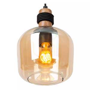 Lucide ILONA Pendelleuchte mit bernsteinfarbenem Glas, Schwarz, Ø18 cm, E27 45408/18/62 small 4