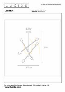 Lucide LESTER Deckenleuchte 21119/06/02, Metall in Mattgold, 6×E27 small 5
