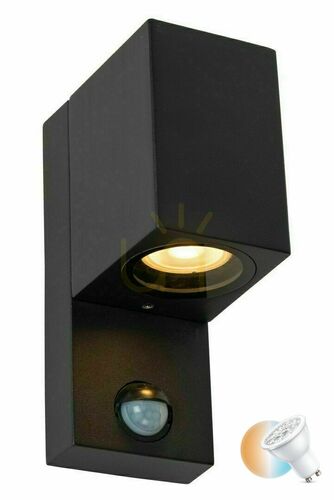 Prüfen Außenwandleuchte Lucide Zaro Schwarz Aluminium IP65 GU10 Bewegungsmelder 69802/01/30
