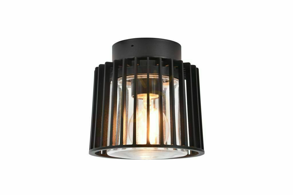Außen-Deckenleuchte Lutec SHYNE schwarz rund 16,1 cm Aluminium Glas 6397501012