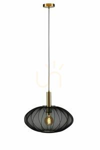 Pendelleuchte Lucide CORINA schwarz gold Stoff Japandi 50 cm 03447/52/30 small 0