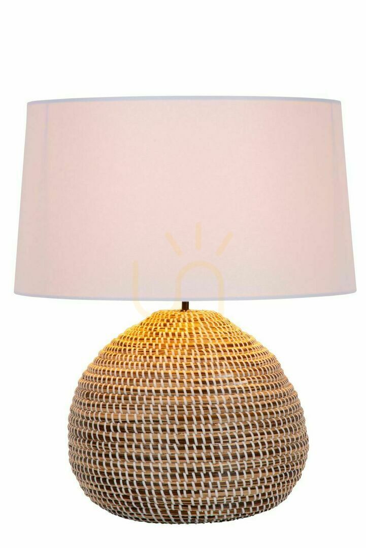 Lucide Maduka Japandi Table Lamp Black Beige Seagrass 61 cm 10550/81/43
