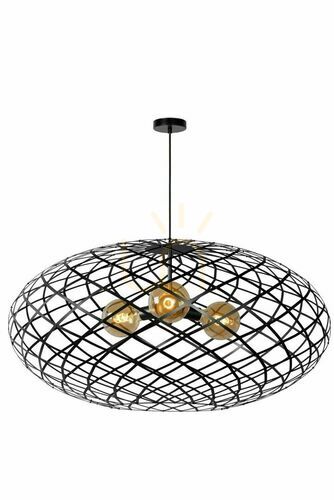 Prüfen Pendelleuchte Lucide Wolfram Schwarz Metall 3-flammig E27 21417/99/30