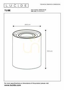 Tischleuchte Lucide TUBE schwarz Metall LED dimmbar Touch GU10 22552/05/30 small 1