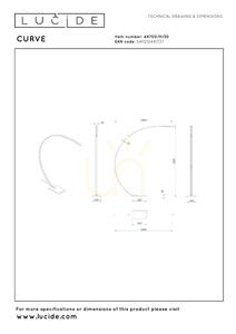 Schwarze LED-Bogenleuchte Lucide CURVE mit Marmorsockel 44700/11/30 small 5