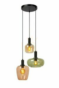 Pendelleuchte Lucide ILONA 3-flammig schwarz Glas Retro 45408/13/99 small 0