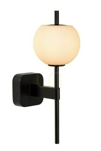 Prüfen Wandlampe Lucide ELDA Schwarz Metall Glas Retro IP44 Badezimmer G9 LED dimmbar