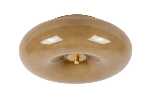 Prüfen Deckenleuchte Lucide SENTINO Ø 30 cm 3xG9, Glas Taupe, Akzent Messing, Retro 10125/30/41
