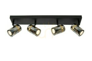 Plafond Lucide UPTON 4-Licht Schwarz Gold GU10 dimmbar Modern small 1