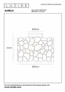 Plafond Lucide ALMELO Schwarz Gold Metall modern E27 26 cm small 2
