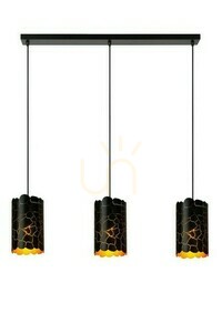 Pendelleuchte Lucide ALMELO 3-flammig Schwarz Gold Metall Modern small 0