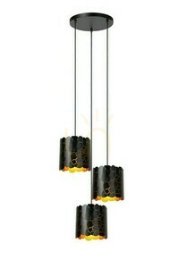 Pendelleuchte Lucide ALMELO 3-flammig Schwarz Gold Metall Modern small 0