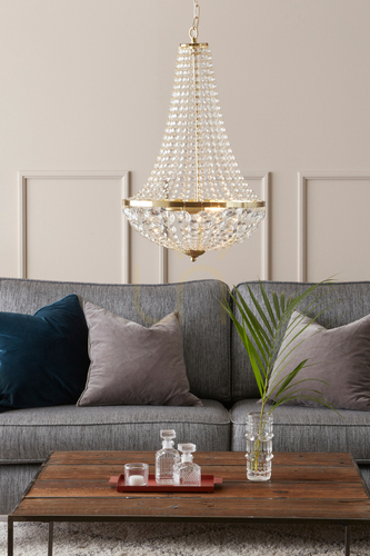 Prüfen Pendelleuchte Markslojd GRANSO 106119 2-flammig Gold Transparent Kristall 40 cm