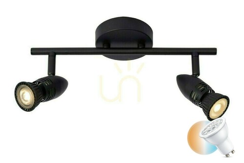 Prüfen Strahler Lucide CARO 2-flammig Schwarz Metall GU10 LED dimmbar 13955/02/30