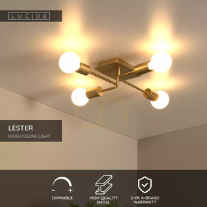 Lucide LESTER Deckenleuchte, 4-flammig E27, mattgold, 51 cm, 21118/04/02 small 6