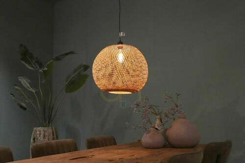 Prüfen Bambus-Deckenleuchte 38x38x35cm BOHO