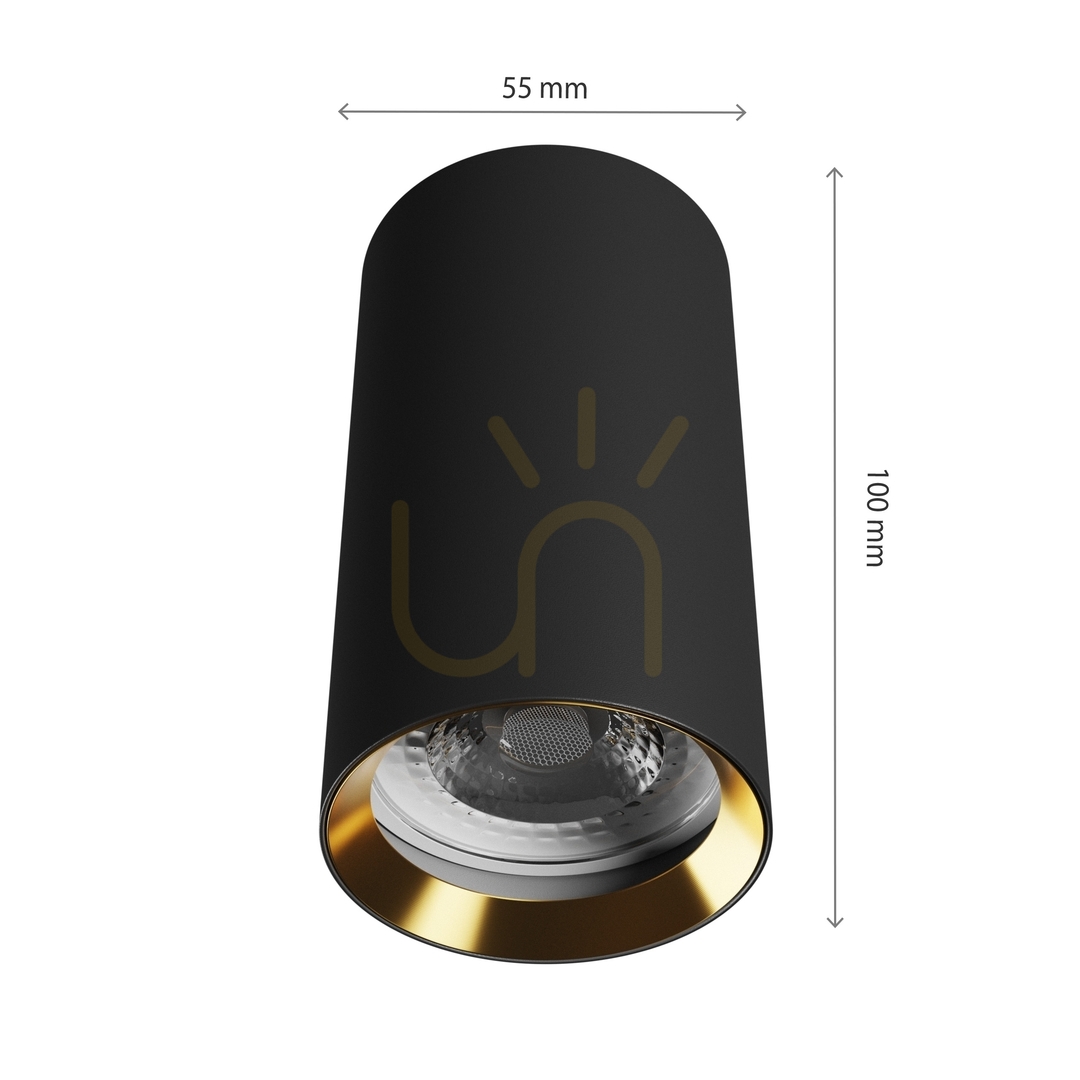 Zeige Chloe Variosa Gu10 Aufputz Gu10 230 V Ip20 55x100 Mm Schwarz Mitte Gold Rund. Chloe Variosa Gu10 Aufputz Gu10 230 V Ip20 55x100 Mm Schwarz Mitte Gold Rund.