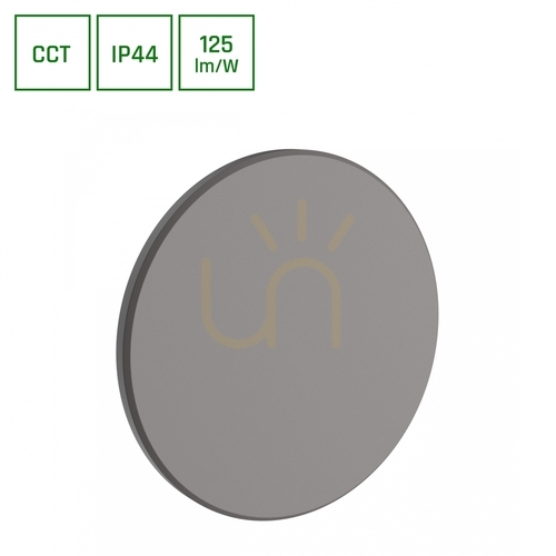 Prüfen Piatta 12 W Cct 230 V Ip44 180x47 Mm Grau Runde Fassade.