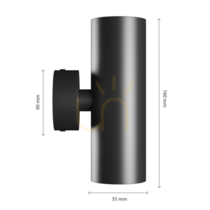 Squalla Variosa Tubo 2 Xgu10 Wandleuchte 230 V Ip20 55 X160 X90 Mm Schwarz Rund. small 10
