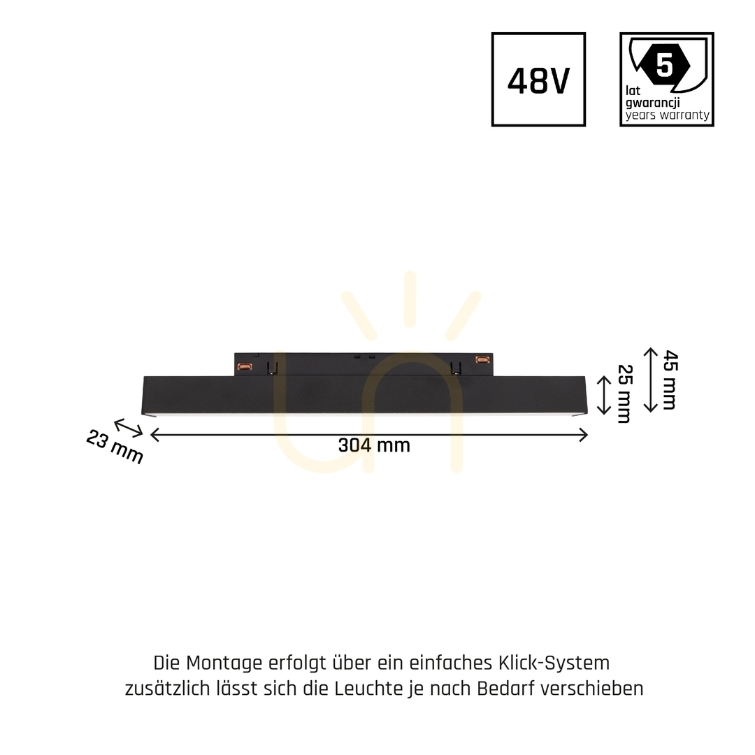Anzeige System Shift Line S Leuchte für Stromschiene 304x23x42mm 8W 100st Schwarz 5 Jahre Garantie. 2 Stromkreise System Shift Line S Leuchte für Stromschiene 304x23x42mm 8W 100st Schwarz 5 Jahre Garantie. 2 Stromkreise