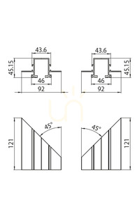 Schwarze L-Verbinderabdeckung Stucchi ONETRACK Trimless S-9011/TR-B small 2
