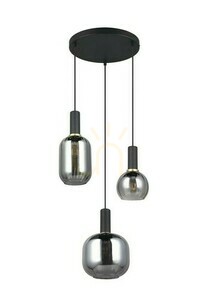 Trio DIVA Pendelleuchte 319830332, 3 × E27, Schwarz matt und verchromtes Glas small 3