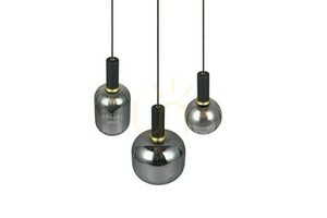 Trio DIVA Pendelleuchte 319830332, 3 × E27, Schwarz matt und verchromtes Glas small 4
