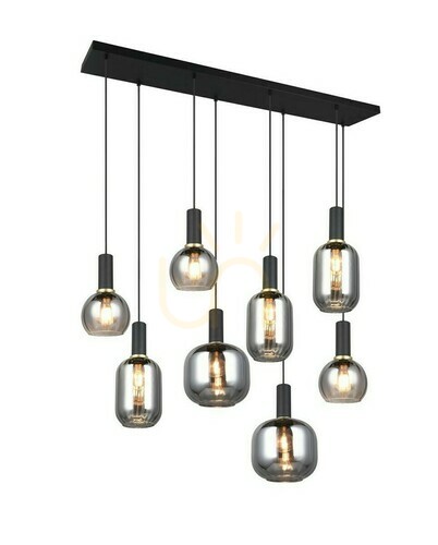 Prüfen Trio DIVA Pendelleuchte 319800832, Schwarz matt, 8 × E27, 120 cm
