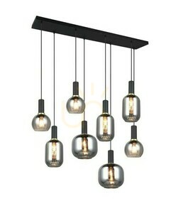 Trio DIVA Pendelleuchte 319800832, Schwarz matt, 8 × E27, 120 cm small 0