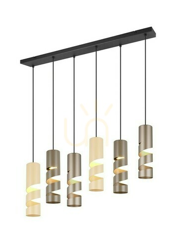 Prüfen Trio STREAM Pendelleuchte 364000617, 6×GU10, 100 cm, Beige und Kaffeebraun