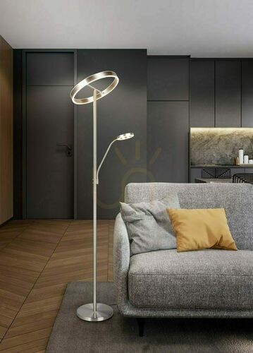 Prüfen LED-Stehleuchte mit Leselicht TRIO WILLIS 449510207, Nickel matt