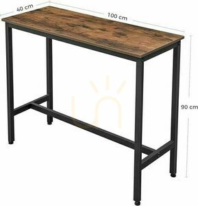 Rechteckiger Küchentisch100x40x90cm schwarz/braun Eiche rustikal LBT010B01 small 1