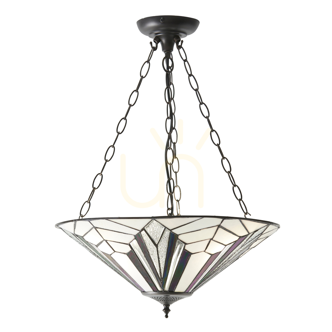Tiffany Pendant Lamp Astoria Multicolor 3-Light Glass Interiors 63936