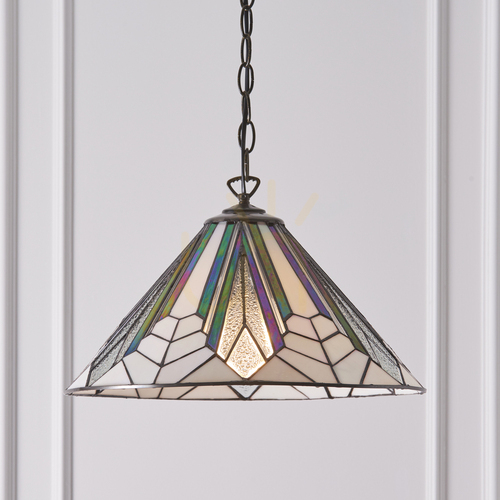 Prüfen Pendelleuchte Interiors Astoria Tiffany Multicolor Glas Stahl 40 cm 63937