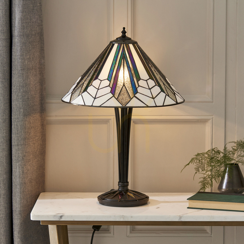 Prüfen Tiffany Tischlampe Interiors Multicolor Glas 62 cm 63939