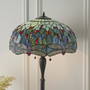 Stehlampe Tiffany Blau 2-flammig E27 Glas Polyesterharz Interiors 64069 small 4