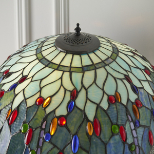 Stehlampe Tiffany Blau 2-flammig E27 Glas Polyesterharz Interiors 64069 small 7