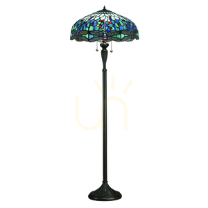 Stehlampe Tiffany Blau 2-flammig E27 Glas Polyesterharz Interiors 64069 small 0