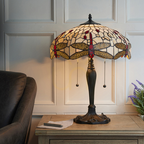 Prüfen Tischlampe Tiffany Dragonfly Beige Interiors 64085