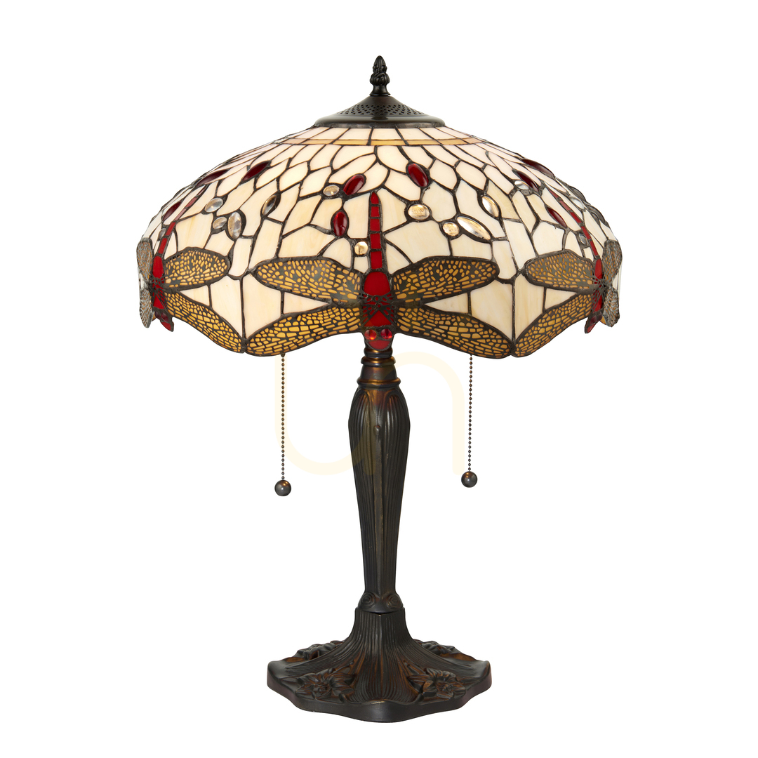 Lampă de masă Tiffany Interiors Dragonfly bej, 2 becuri, E27, 41 cm