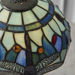 Tiffany Tischlampe Blau Glas Polyesterharz Interiors 64088 small 6