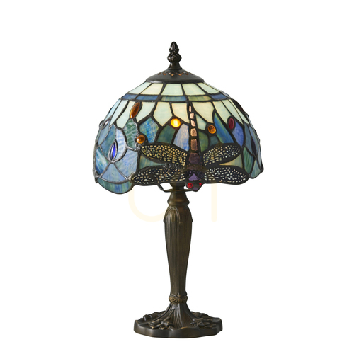 Prüfen Tiffany Tischlampe Blau Glas Polyesterharz Interiors 64088