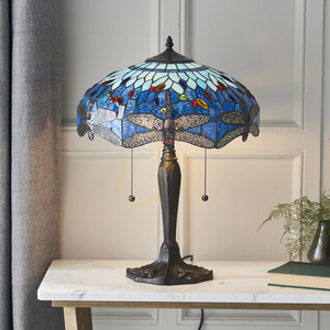 Tiffany Tischlampe Blau Dragonfly 64089 Interiors small 2