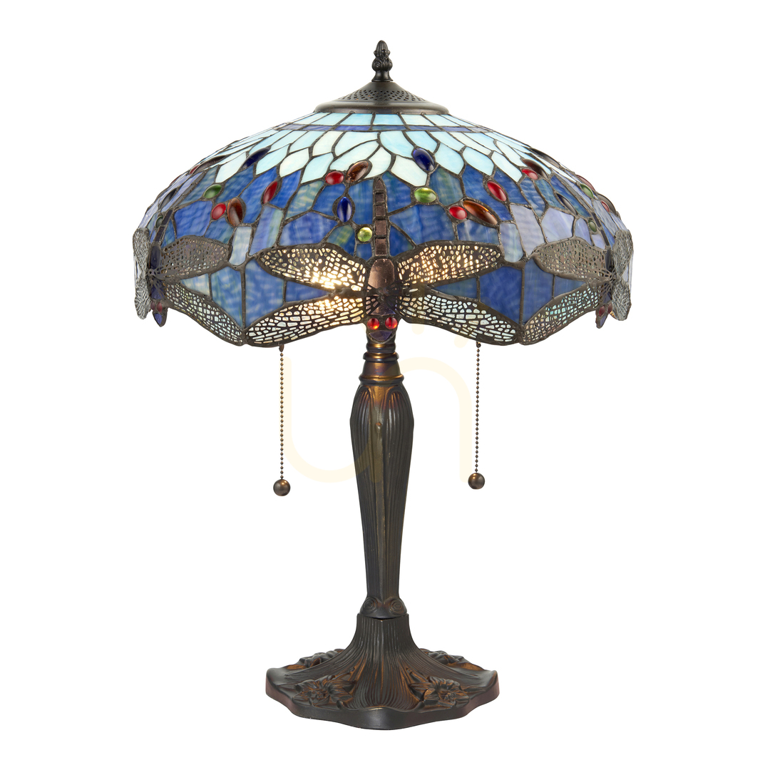 Tiffany Tischlampe Blau Dragonfly 64089 Interiors