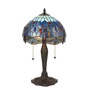 Tischlampe Tiffany blau Glas Zinkdruckguss Interiors 64090 small 0