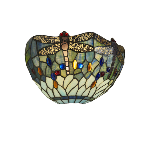 Prüfen Wandlampe Tiffany Libelle blau Glas Stahl Interiors 64102