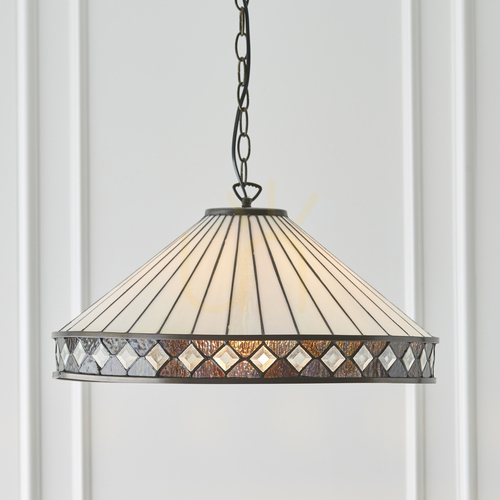 Prüfen Pendelleuchte Tiffany Multicolor Glas E27 50 cm Interiors 64147