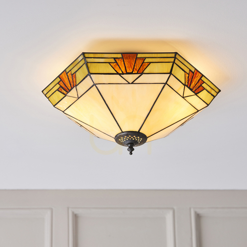 Prüfen Plafond Tiffany Multicolor Interiors Nevada 64284 40 cm Glas Stahl